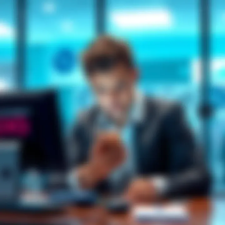 A person showing frustration while holding their phone at a bank desk, symbolizing account issues with Nexo and Barclays Bank