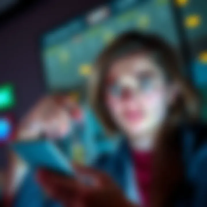 A person showing frustration while checking their cashback rewards on a smartphone, with clear focus on the app interface