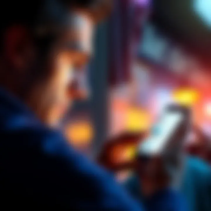 A person looking distressed while checking their phone with withdrawal issues on the screen