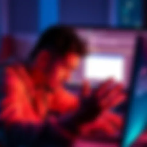 A person showing frustration while attempting to create a Revolut account on their computer, with visible error messages on the screen