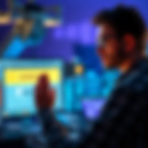 Frustrated person looking at a computer screen with a locked account message, indicating identity theft issues