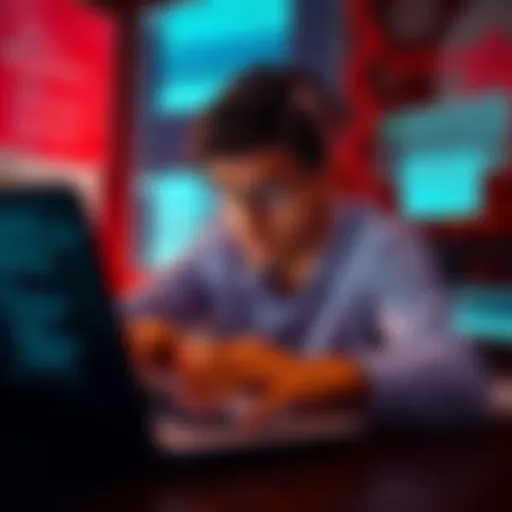 A person looks frustrated while typing on a laptop, surrounded by screenshots of transfer delays and unresponsive chat messages.