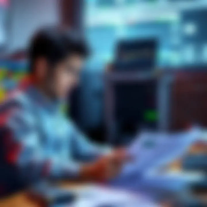 A person sitting at a desk, looking frustrated while reviewing KYC documents for Kraken exchange