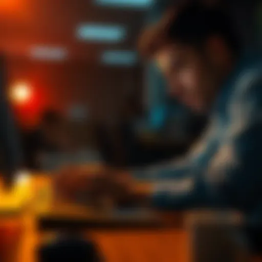 A person looking frustrated while typing on a laptop, showing issues with online account creation