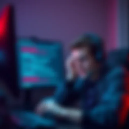 A person looking frustrated while on a call about crypto support issues, with a computer screen showing error messages related to transactions.