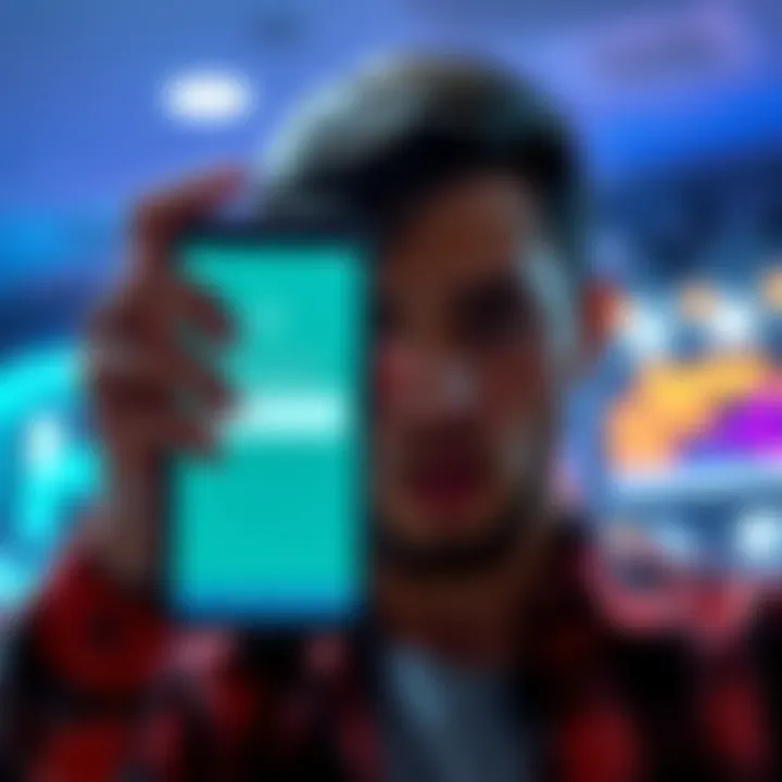 A person looking frustrated while holding a smartphone displaying the Pi App Studio interface with bugs and errors visible on the screen