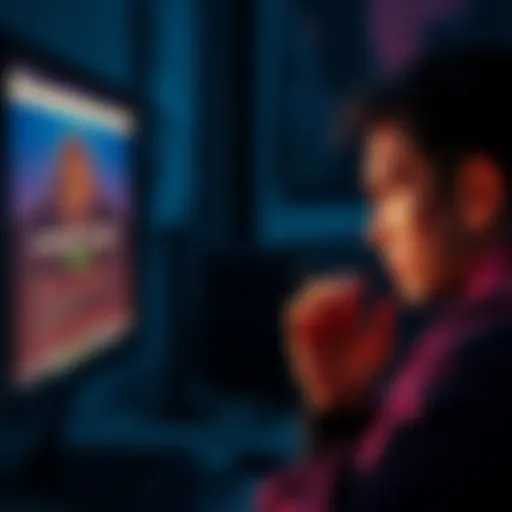 A person showing frustration while checking their cryptocurrency withdrawal on a computer, with a notification of withdrawal stuck on the screen