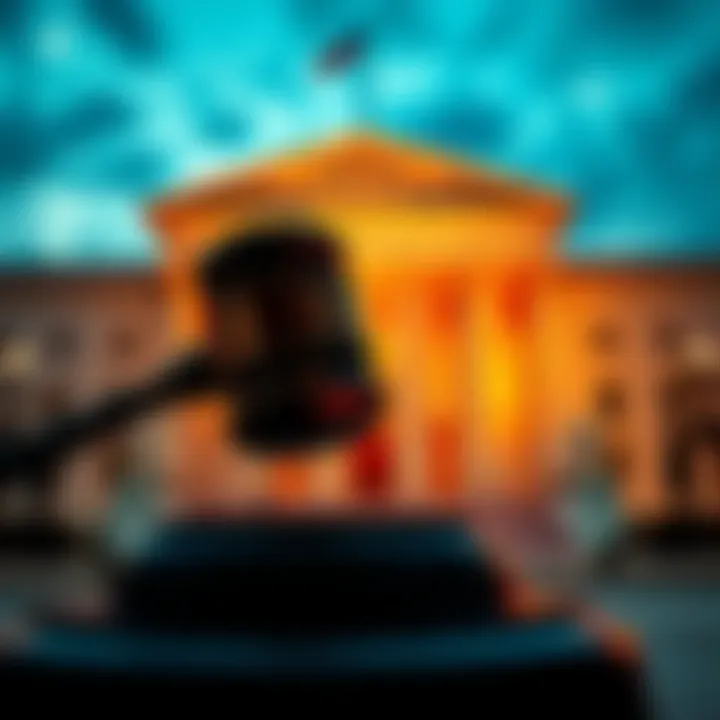 Image showing FTC building with a gavel symbolizing the judgment against Voyager Digital CEO Stephen Ehrlich.