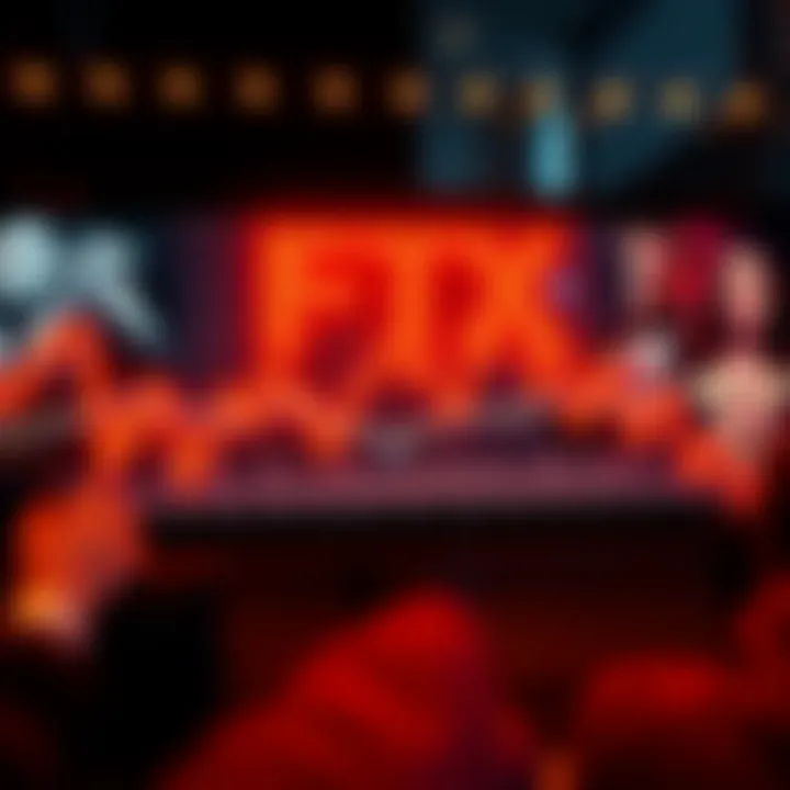 A graphic showing FTX's declining financial charts alongside casting images, highlighting the clash between finance and entertainment