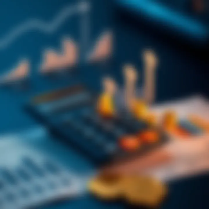A graphic showing a calculator with money symbols and charts to illustrate the interest calculation on FTX claims