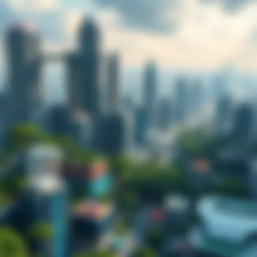 A futuristic city with advanced technology and green spaces, representing societal changes in 2025.