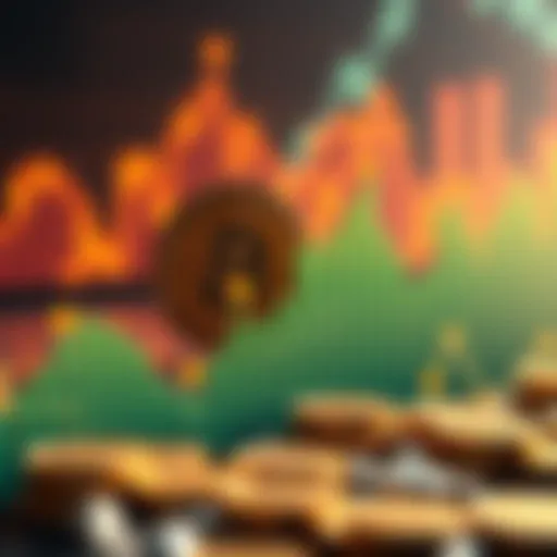 A visual representation of Bitcoin's growth, featuring a rising graph with digital coins in the foreground.