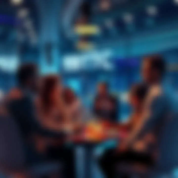 People discussing the future of BTTC technology and blockchain applications in a modern setting