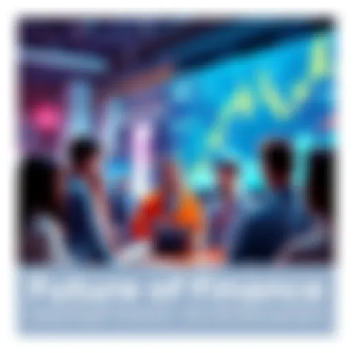 Group of people discussing financial trends and innovations