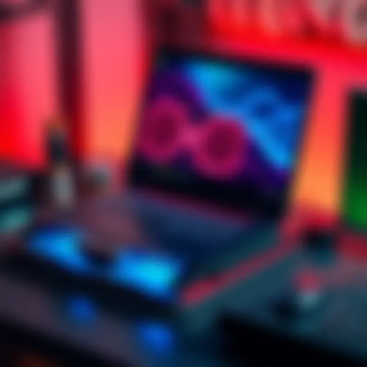 A gaming laptop with a 4070 graphics card running cryptocurrency mining software on a desk with a cooling pad