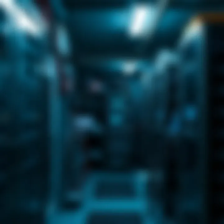 A cluttered garage with several server racks connected, highlighting a missed Bitcoin investment opportunity