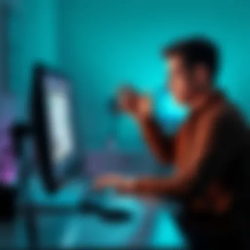 A frustrated customer sitting in front of a computer, looking at a frozen screen, symbolizing withdrawal issues from a Gemini account.