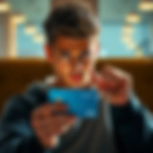 A person looking at a credit card with a worried expression, contemplating a cancellation decision.