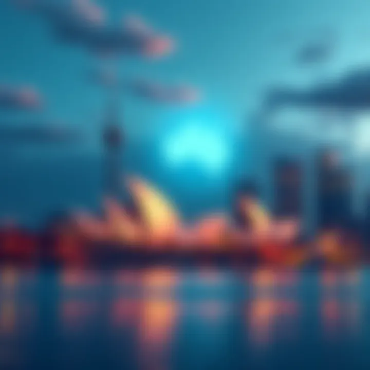 Illustration showing the Gemini logo with Australian landmarks symbolizing the company's growth in the local crypto market.