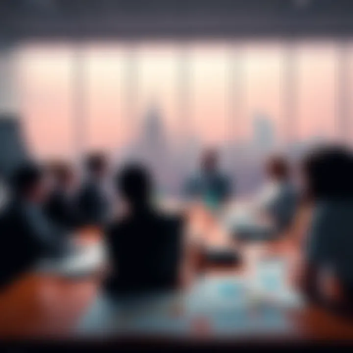 A group of people discussing the implications of the GENIUS Act in a conference room with charts and documents on a table.
