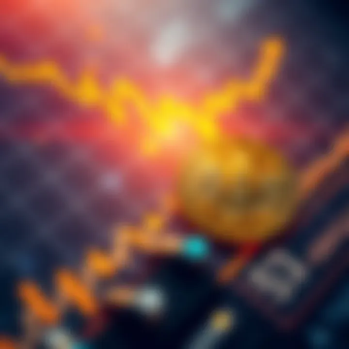 A graph showing a sharp rise in gold prices alongside a slight increase in Bitcoin value, depicting contrasting investment trends in 2025.