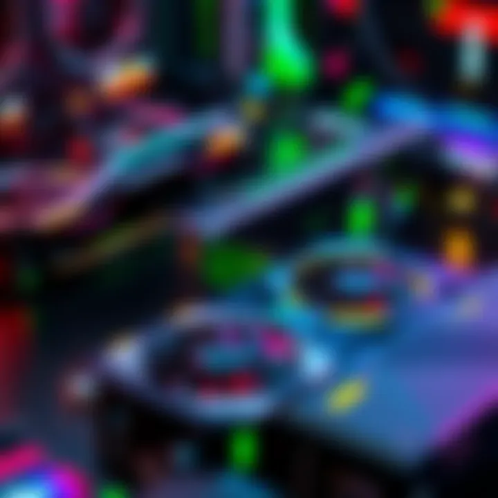 A setup of RTX 2060 and RTX 2070 Super graphics cards arranged for cryptocurrency mining.