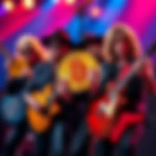 Guns N Roses band members holding Bitcoin symbols with guitars, showcasing their engagement with cryptocurrency.