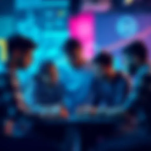 A group of diverse beginner developers brainstorming and collaborating on a project for a hackathon in India.
