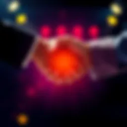 Two people shaking hands to symbolize a partnership, with excitement in the air.