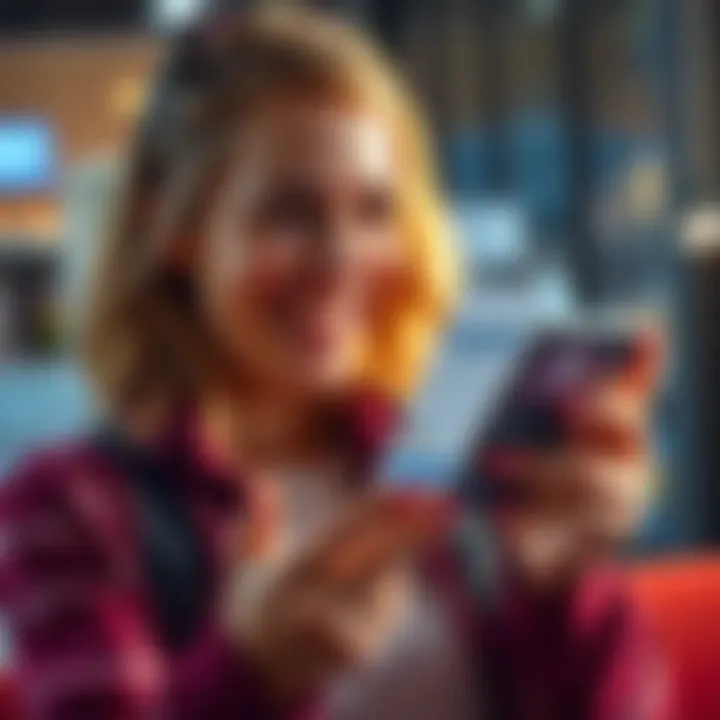 A relieved UK customer smiles while holding a PayPal payout notification on their phone