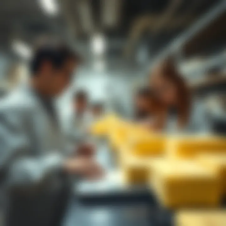 A Harvard campus scene with students examining dairy products, including butter, in a lab setting.
