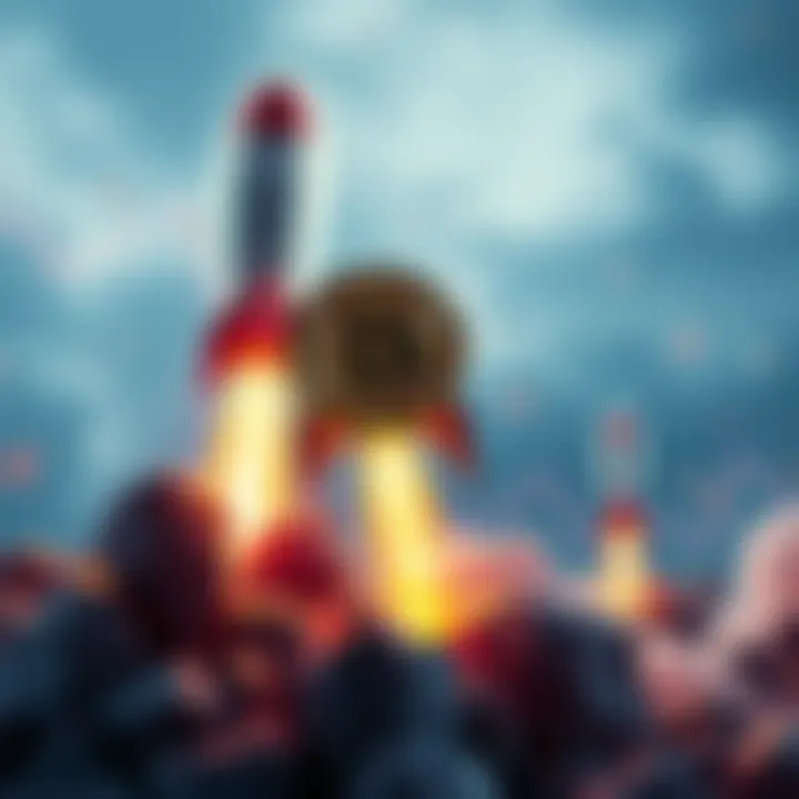 HBAR Cryptocurrency Growth Visual representation of HBAR cryptocurrency with a rocket taking off, symbolizing strong growth and positive market indicators.