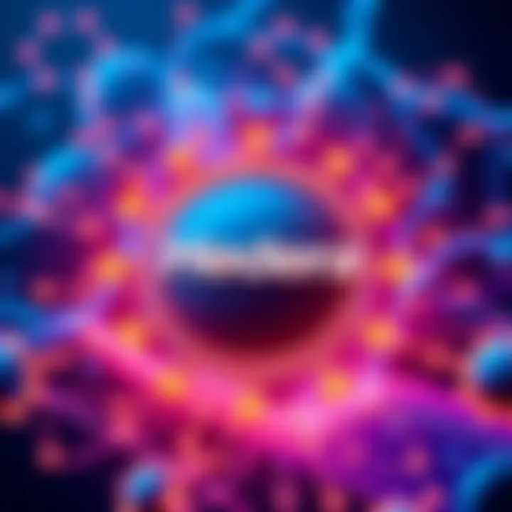 Hedera Logo with Fixed Fees Concept A clear depiction of the Hedera logo surrounded by symbols representing fixed fees and seamless transactions, illustrating its potential for unlimited app performance.