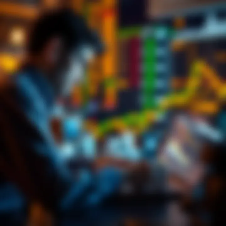 A person looking at financial charts on a laptop, contemplating investment decisions while holding onto their assets.