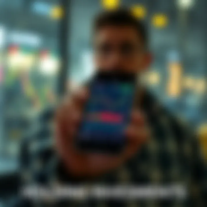 A person holding a smartphone displaying stock charts and financial data, looking determined to keep their investments long-term.