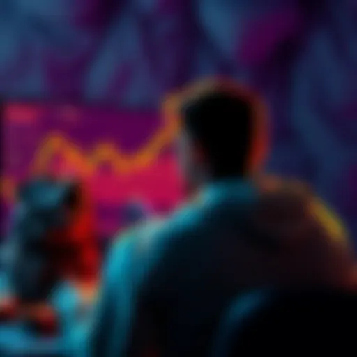 A person looking at a computer screen with cryptocurrency charts, surrounded by pets, symbolizing support and positivity in tough times