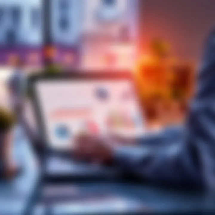 A person comparing different homestaking services on a laptop with various charts and graphs