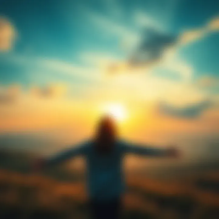 A serene landscape with a person looking towards the horizon, symbolizing hope and support