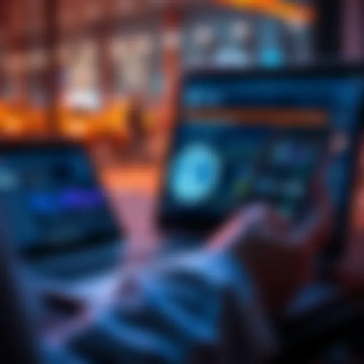 A user accessing a hot wallet for Litecoin on both a laptop and a mobile phone, showcasing wallet features and interface.
