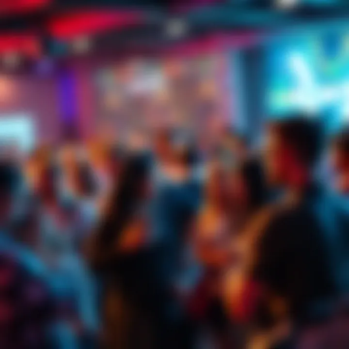 People actively participating in a crypto community event, discussing updates and rewards with enthusiasm.