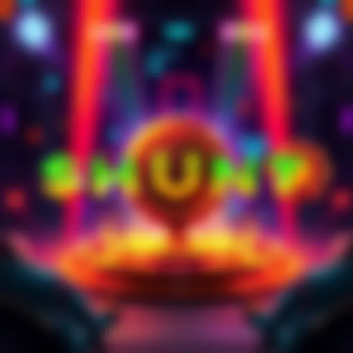 A graphic showing the launch of the $HUNT token with vibrant colors and an exciting background, featuring icons representing missions and leaderboard competition.