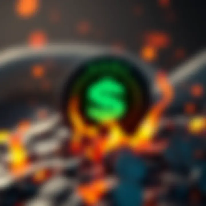 A graphic showing the $HUNT token symbol with cash and burning tokens in the background, representing the $40K distributed and 21 million tokens burned.