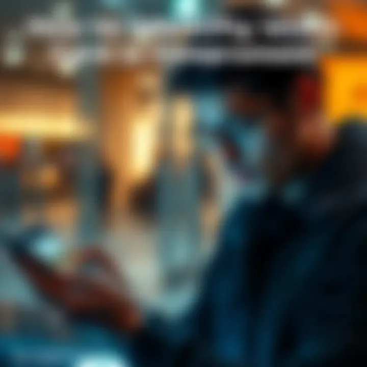 A person checking their payment cards while looking at a phone with bank transactions on the screen