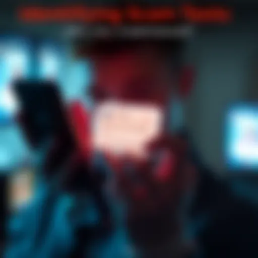 A person looking at a smartphone with suspicious text messages on the screen