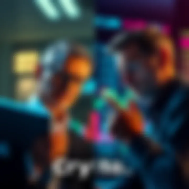 A split image showing a calm person reviewing index funds on one side and a stressed person looking at fluctuating crypto charts on the other side