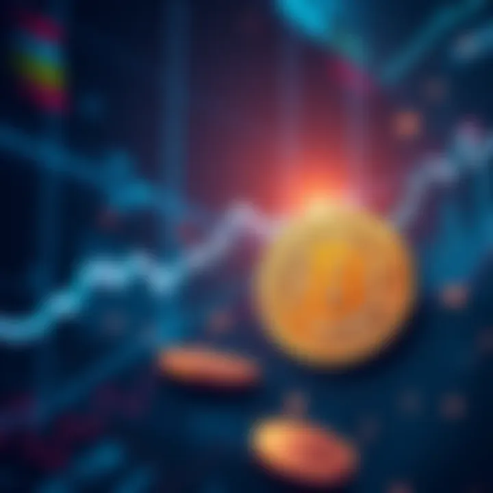 A graph illustrating rising inflation rates alongside a digital currency symbol, indicating trends in the financial market