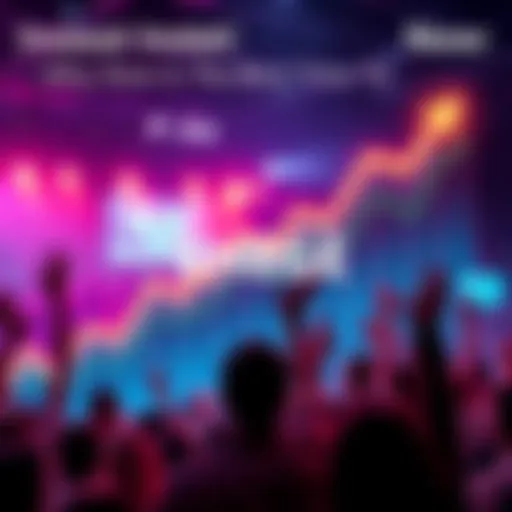 An upward trend graph representing the rise in $HEGE's market cap with a community cheering in the background