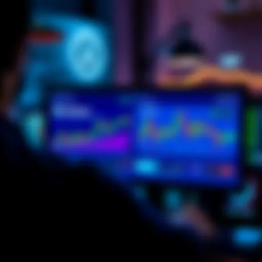 A person looking at a computer screen displaying the Coinbase and Robinhood platforms with XRP charts