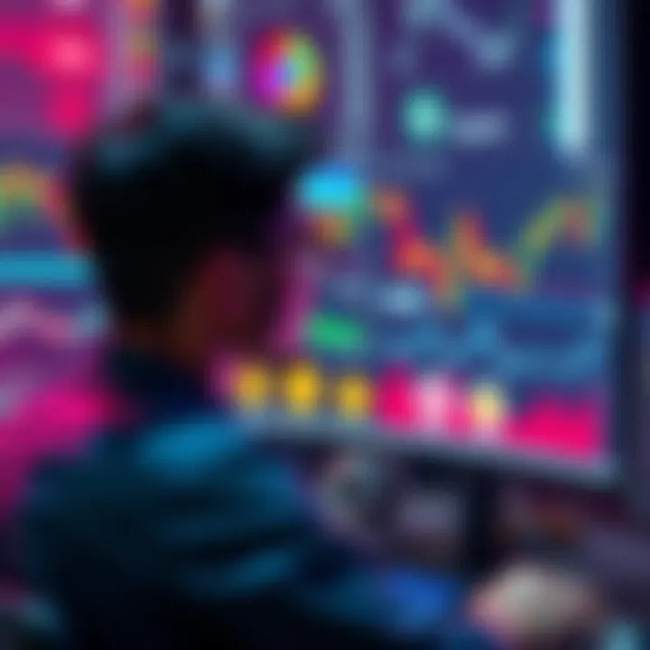 A person contemplating investing $2000 in XRP, looking at charts and cryptocurrency icons on a computer screen