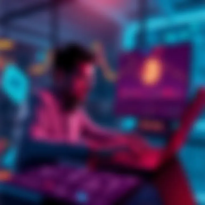 A person analyzing cryptocurrency charts and planning a monthly investment in ATOM on a laptop
